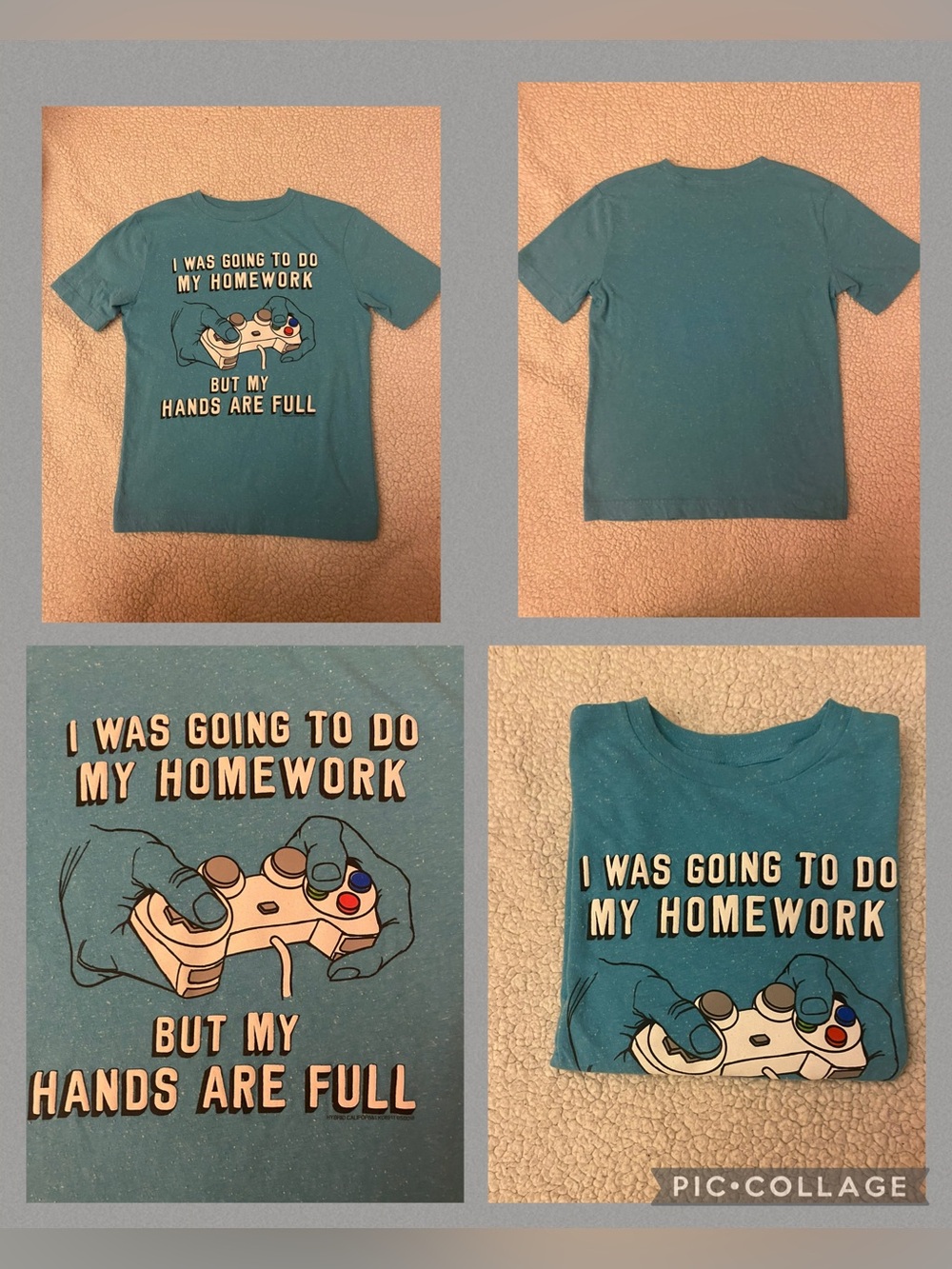 Aqua blue boys short sleeve Gamer graphic Tee shirt  (XS)